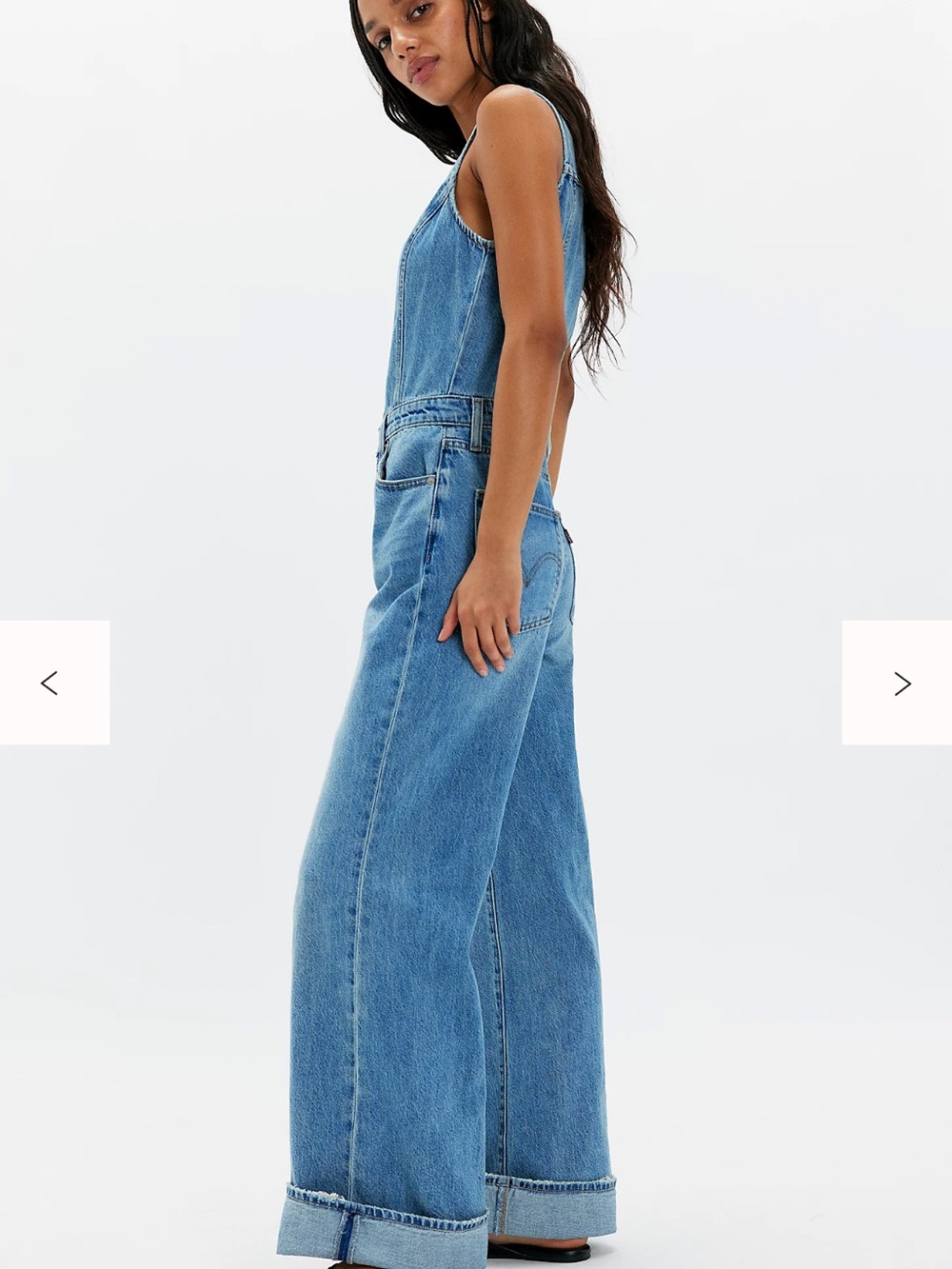 Free People Levi’s Denim Vest Wide-Leg Jumpsuit size 26. - Picture 3 of 10